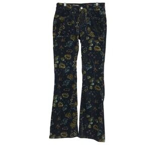 PILCRO - WOMEN'S 25 - NAVY FLORAL CORDUROY COTTON BLEND PANTS